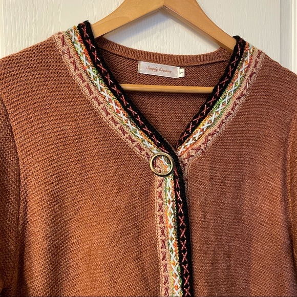 Simply Couture | Long Duster Open Cardigan Embroidered Small Lagenlook Heavy - Picture 3 of 11